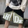 Ropa de diseñador Rhude Carta Impreso Contraste Color Patchwork Shorts High Street Trendy Brand Pantalones sueltos de cinco piezas Hombres Parejas Joggers Ropa deportiva