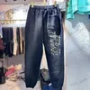 Herrbyxor Hellstar Vintage Wash Toe Letter Graffiti Tryck 1 1 High Street Drawstring Sports Casual Cotton Pants T231122