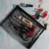 Pieces Mesh Bags Black Zipper Pouch Makeup Cosmetic Travel Organizer Pencil Case