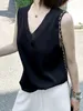 Damen Tanks Cami's Schwarze Blusen Sommer Elegante Tunika Vintage Büro Satin Seidenbluse Basic Chiffon Tops Shirt für Damen 230422