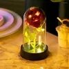 Decorative Flowers Eternal Rose LED Light Foil Flower In Glass Cover Tabletop Decoration Anniversary Wedding Valentines Day Girlfriend