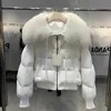 Women's Fur Faux Fur Lagabogy Winter Puffer Jacket Women Thick Warm Short Parkas Real Natural Raccoon Fur Female Loose 90% White Duck Down Coat 231122