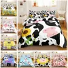 Housse de couette imprimée vache mignonne, ensemble de literie Queen Size, Kawaii Highland, couette King, dessin animé, animaux de ferme, 2794