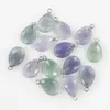 Colares de pingente de pedra natural gota de água fluorite facetada requintado colar reiki encantos diy jóias fazendo acessórios atacado 10pcs