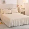 Bedding sets Korean Girl Heart Solid Color Set Cute Princess Style Cotton Bed Skirt Full Queen Size Flat Sheet Quilt Cover Pillowcase 230422