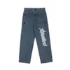 Мужские джинсы корейская модная вышивка ретро негабаритные мужчины хип -хоп штаны Джинсы Прямые повседневные джинсовые брюки панталоны 230421