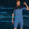 Kvinnors badkläder 2mm Neoprene Men Wetsuit One Piece Diving Suit Short Sleeve Patchwork Wet Back Back Zip Spearfishing Swim Surfing Swimsuit