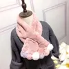 Lenços imitação de pele de pele de pele confortável crianças pescoço mais quente bolas coloridas coloridas hijab xale de inverno quente espessura