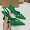 Klänningskor kvinna hög heeled skor sommar 2023 elegant sexig spetsig slingback pumpar bling fest bröllop mottagning stilettos damer sandaler