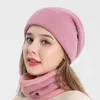 Bandanas winter gebreide hoed sjaalset vrijetijdsstijl warme oordlap fleece gevoerde ski caps kit nek warmer vrouwen mannen fietsen