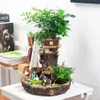 Modern Fairy Garden Pot Miniature Stump Resin Flower Cartoon Treehouse Sculpture Succulent Planter Balcony Plant Flowerpot Y200723275m