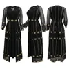 Ethnic Clothing Muslim Set Abaya For Women Chiffon Sundress Embroider Coat Kaftan Dubai Long Sleeve Evening Dress Modest 2 Piece