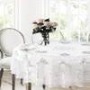 Allison Victorian Heirloom Lace 직물 식탁보, 빈티지 가리비 폴리 에스테르 레이스 식탁보, 60 인치 x 102 인치 직사각형/사각형, 흰색