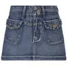 Skirts Women Mini Denim Skirts y2k Fashion Rhinestone High Waist Flap Pocket Short Jean Skirts Female Clothing P230422