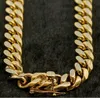 Correntes masculinas banhadas a ouro 14K 12 mm Miami Heavy Cuban Link Chain aço inoxidável 24 polegadas