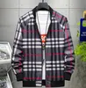 Men's Jacket 2023 Autumn/Winter New Stripe Print Men's Coat Round Neck Men's Casual Windbreaker Coat