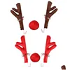 Christmas Reindeer Antlers Car Decoration Kit With Jingle Bell Elk Pendant Drop Delivery Dhlni