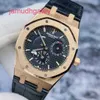 Ap Swiss Luxury Watch Epic Royal Oak Series 26120or Piastra nera Materiale oro rosa 18 carati Orologio da uomo a due posizioni Tempo Data Memoria dinamica Display giorno e notte 39 mm