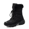 Laarzen Dames Sneeuw Katoenen Schoenen PU Dikke warmte Antislip Ronde platte bodem Grote maat Casual Warm Winter