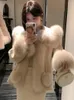 Frauen Pelz 2023 Koreanische Mode Frauen Gepolsterte Unten Jacke Faux Kragen Warme Dicke Weibliche Puffer Winter Luxus Kleidung Parkas