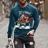 メンズTシャツ3Dサンタクロースプリントシャツ男性ファッションクリスマスハラジュクコットン長袖Tシャツカジュアルオネックトップ