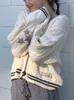 Damskie dzianiny Deeptown Y2K Vintage Swift Knitted Rengan Women Autumn Tay Star Haft Sweter Preppy Oversizezed Long Rleeve Top