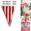 Andra evenemangsfestleveranser 10 30m Carnival Theme Flag Decorations White Striped Pennant Triangle Bunting för Circus Birthday Decoration 231122