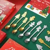 Geschirr Sets 4PCS Weihnachten Löffel Set Geschenk Besteck Baum Löffel Gabeln Weihnachten Dessert Rühren Mit Box Kaffee