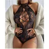 Rollplay Costume Teddy Lenceria Öppen rygg Lace Up One Piece Babydoll Bodysuit Sexig underkläder för kvinnor Nuisett Porno