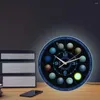 Horloges murales système solaire planètes LED horloge d'éclairage pour chambre astronomie décor à la maison astrologie espace extérieur lampe lumineuse montre