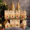 Hediye Sargısı 24 PCS Noel Kraft Kağıt Kutuları Advent Takvim Gingerbread House Şeker Ambalaj Kutusu Yıl Partisi Dekorasyonu 231122