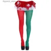 Sexy Sokken Kerst Panty Vrouwen Kerst Vrouwen Sexy Panty Xmas Cosplay Kostuum Panty Winter Dubbele Kleur Kousen Q231122