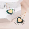 Hoop Earrings Simply Stainless Steel For Women Heart Cross Charms With Acrylic Resin Bead Fashion Earring Jewelry