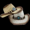 Hüte mit breiter Krempe Eimer Türkis Accessoires Cowboy Vintage Stroh Herren Herren Damen Jazz mit Sonne Sommer 230421