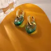 Boucles d'oreilles pendantes mode vintage plaqué or 18 carats matériau en cuivre géométrie vert blanc verre glaçure boucle d'oreille pour femmes fille bijoux cadeau