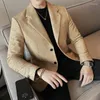 Erkekler Suits Yüksek kaliteli Saçak Tasarım Ofis Four Seasons Suit Ceketler Erkekler Sıralı Kişilik Slim Fit Blazer Parti Elbise