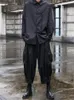 Herenbroek Casual Capris geplooid Design Dark Japanse werkkleding Multi -pocket Losse brede rechte pootbroekbrovers 22