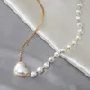 Collane con ciondolo SZN Collana di perle a cuore grande in acciaio inossidabile 316L per regali di gioielli per feste a catena asimmetrica per ragazze alla moda da donna