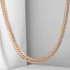 Ketten 5mm Halskette für Frauen Männer gehämmert Bordstein kubanische Kette 585 Rose Gold Farbe Link Mode weibliche Schmuck Geschenke DCN03