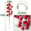 Flores decorativas 25 Pcs 20Cm Berry Hastes Decorações de Natal Escolhas Ramos Varas Galhos Fácil de instalar para usar