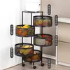 Bathroom Shelves Rotating Vegetable Shelf Organizer Kitchen Multilayer Household Round Dish Basket Cylindrical Storage Rack Space Saving Bathroom 230422