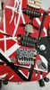 무거운 유물 전기 기타, 레드 프랭크 5150 블랙 흰색 줄무늬 플로이드 로즈 에디 밴 할렌 EVH 스타일 기타 기타
