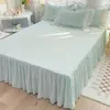 Set di biancheria da letto Principessa coreana Seersucker Kawaii Volant in pizzo Gonna da letto Copripiumino Tinta unita Queen Size Set di lenzuola matrimoniali per ragazze 230422