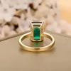 Bröllopsringar CXSJEREMY SOLID 14K 585 GUL GULL 8*11mm Lab Emerald Engagement Solitaire Ring for Women Jubileumsgåvor Fina smycken 231121