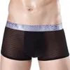 Caleçons sous-vêtements en soie de glace hommes sans couture Boxer slips voir à travers la culotte mâle respirant pure culotte troncs homme Pantie