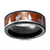 Wedding Rings Wedding Rings 8Mm Black Tungsten Carbide Men Ring Koa Wood Inlay Deer Stag Hunting Silhouette Fashion Band Jewelry Fo Ma Dhxse