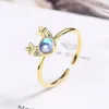 Cluster Rings Christmas Gifts For Women Girl Cute Deer Shiny Zircon Opal Jewelry Vintage Gold Silver Color Adjustable Party