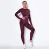 Yoga Outfit Seamless Suit for Fitnes Tracksuit 2023 Long Sleeve Top Gym Set Women Sportswear Push Up Activewear Sets Mesh Khaki 231121