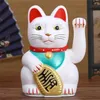 Chinese Feng Shui Beckoning Cat Wealth White Waving Fortune Lucky 6 H Gold Silver Gift for Good Luck Kitty Decor 211021243K