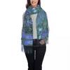 Etniska kläder Claude Monet Water Lilies Scarf For Women Luxury Winter Wrap Shawl Modern målning Konst Tassel Wraps